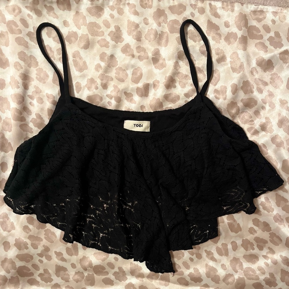 Tobi black eyelet crop top